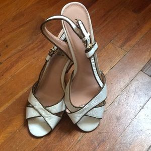 White strapped heels